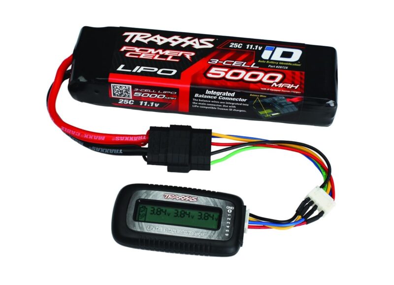 raxxas LiPo Cell Voltage Checker/Balancer for overvåking og balansering av LiPo-batterier, kompatibel med JST/XH-kontakter.