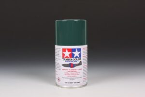 Tamiya AS-1 Dark Green spraylakk for plastbyggesett påføres direkte fra sprayboks