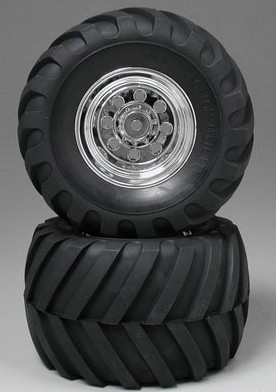 Tamiya bakdekk for monster truck med krommontert felg, 2 stk, FOR58242