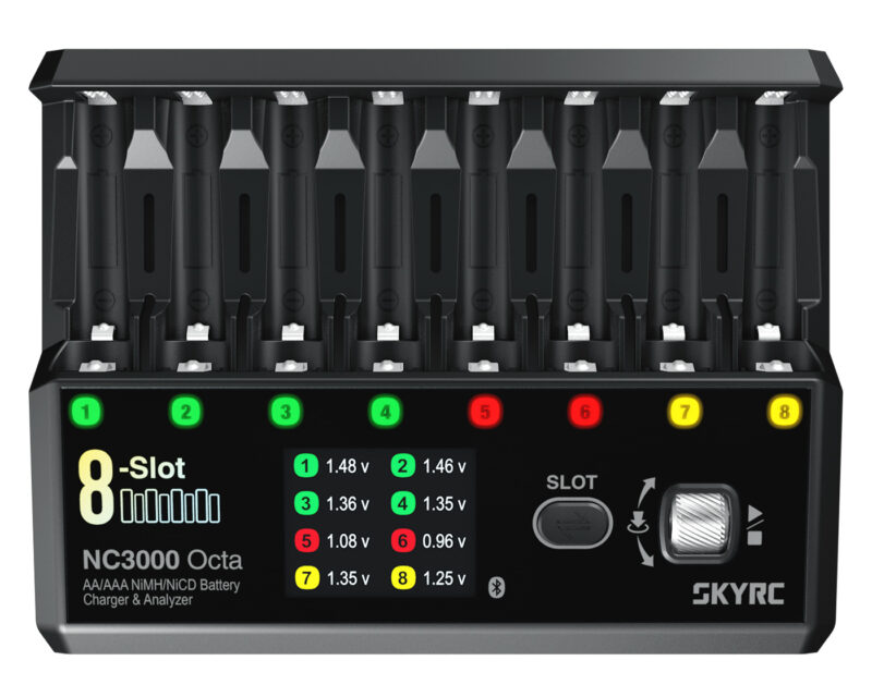 SkyRC NC3000 Octa 8-Kanals NiMH Lader – tilkoblinger og kontakter