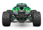 Traxxas X-Maxx Ultimate Green-X monster truck sett forfra med Sledgehammer-dekk